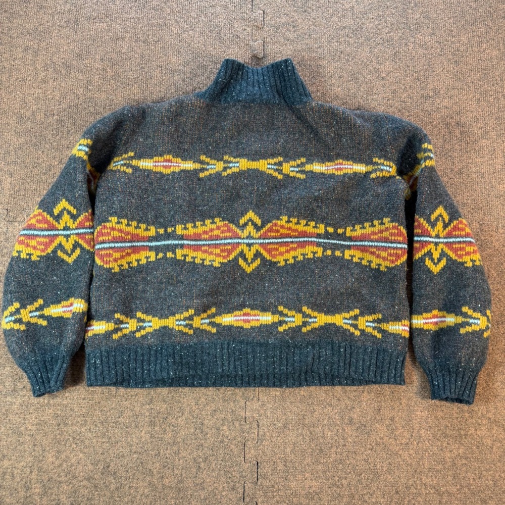 Pendleton Womens Quarter Zip Wool Blend Southwestern Pattern Sweater Grey Medium - Picture 6 of 7